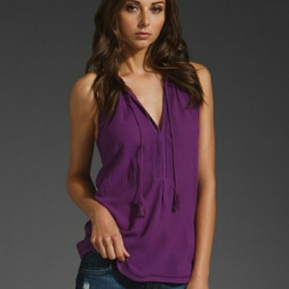 Joie Purple Tassels Cotton Top